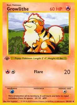Growlithe, Base Set, no. 28