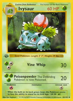 Ivysaur, Base Set, no. 30