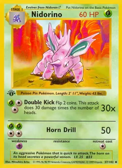 Nidorino, Base Set, no. 37