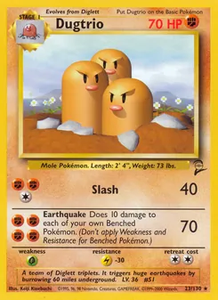 Dugtrio, Base Set 2, n° 23