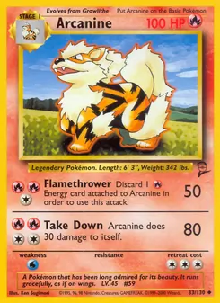 Arcanine, Base Set 2, n° 33