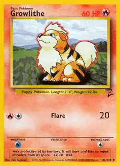 Growlithe, Base Set 2, n° 42