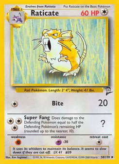 Raticate, Base Set 2, n° 58