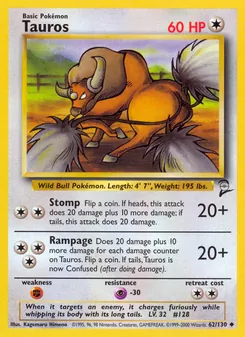 Tauros, Base Set 2, n° 62