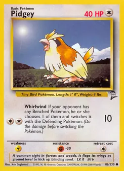 Pidgey, Base Set 2, n° 86