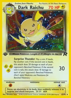 Dark Raichu, Team Rocket, no. 83
