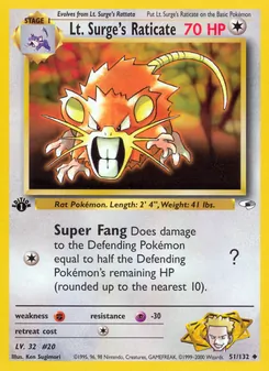 Lt. Surge's Raticate, Gym Heroes, n° 51