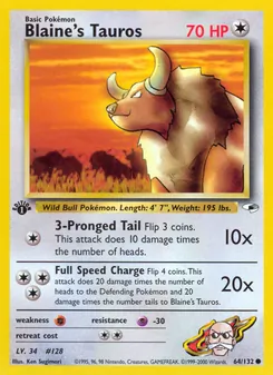 Blaine's Tauros, Gym Heroes, n° 64