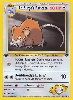 Lt. Surge's Raticate, Gym Challenge, n° 53