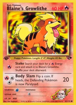 Blaine's Growlithe, Gym Challenge, n° 62