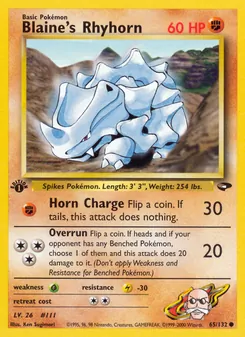 Blaine's Rhyhorn, Gym Challenge, n° 65