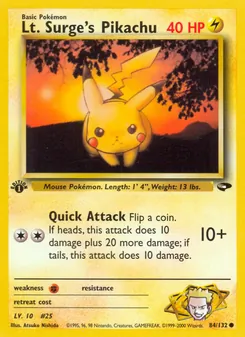 Lt. Surge's Pikachu, Gym Challenge, n° 84