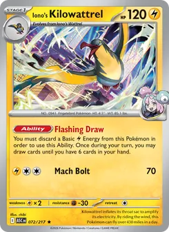Iono's Kilowattrel, Ascended Heroes, no. 072