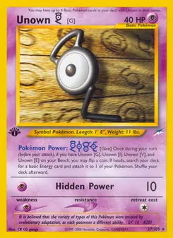Unown [G], Neo Destiny, no. 27