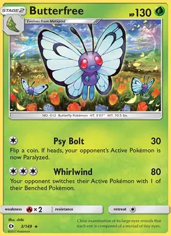 Butterfree, Sun & Moon, no. 3