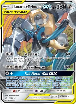 Lucario & Melmetal GX, Unbroken Bonds, no. 120