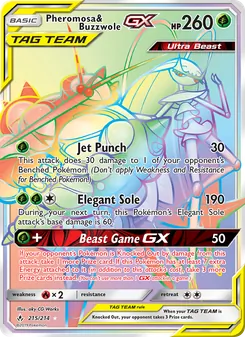 Pheromosa & Buzzwole GX, Unbroken Bonds, no. 215