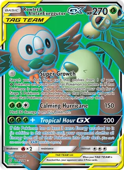 Rowlet & Alolan Exeggutor GX, Unified Minds, no. 214