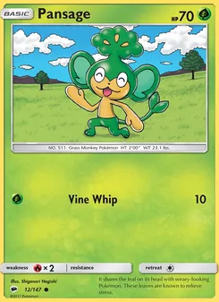 Pansage, Burning Shadows, no. 12