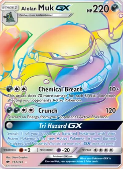 Alolan Muk GX, Burning Shadows, no. 157