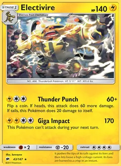 Electivire, Burning Shadows, no. 43