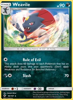 Weavile, Burning Shadows, no. 86