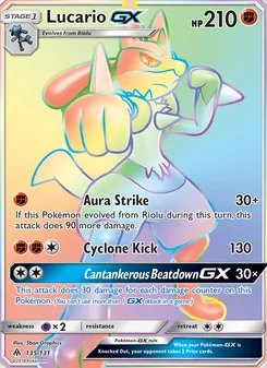 Lucario GX, Forbidden Light, no. 135
