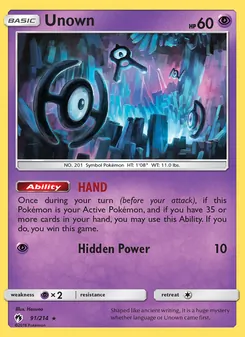 Unown, Lost Thunder, no. 91