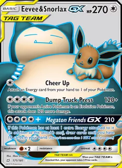 Eevee & Snorlax GX, Team Up, no. 171