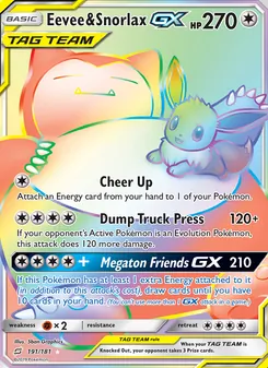 Eevee & Snorlax GX, Team Up, no. 191