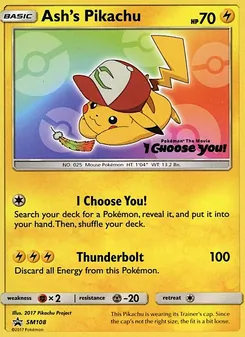 Pikachu de Sacha, Promo SM, n° SM108