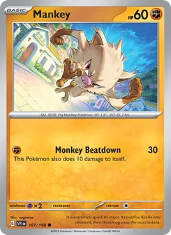 Mankey, Scarlet & Violet, no. 107