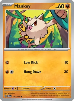 Mankey, Paldea Evolved, no. 106
