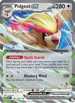 Pidgeot ex, Obsidian Flames, no. 164