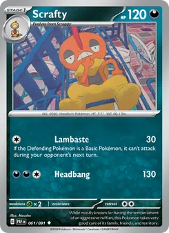 Scrafty, Paldean Fates, no. 061