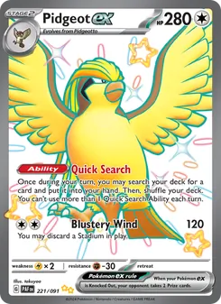 Pidgeot ex, Paldean Fates, no. 221