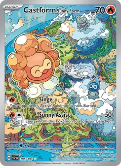 Castform Sunny Form, Surging Sparks, no. 195