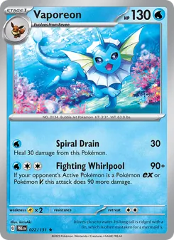 Vaporeon, Prismatic Evolutions, no. 022