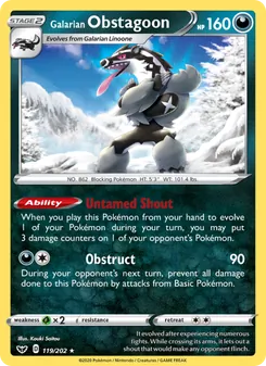 Galarian Obstagoon, Sword & Shield, no. 119