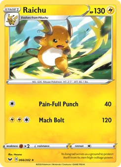Raichu, Sword & Shield, no. 66