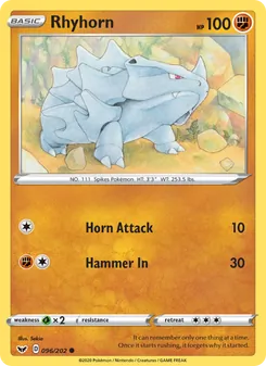 Rhyhorn, Sword & Shield, no. 96
