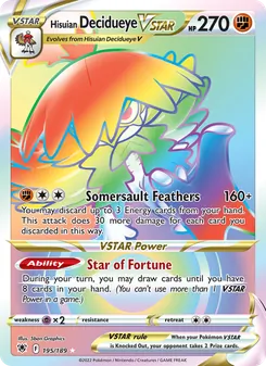 Hisuian Decidueye VSTAR, Astral Radiance, no. 195