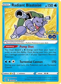 Radiant Blastoise, Pokémon GO, no. 018