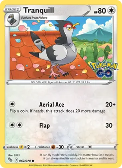 Tranquill, Pokémon GO, no. 062