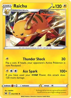 Raichu, Lost Origin, no. 053