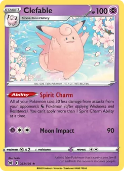 Clefable, Lost Origin, no. 063
