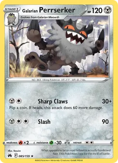 Galarian Perrserker, Crown Zenith, no. 085