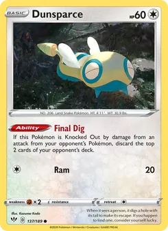Dunsparce, Darkness Ablaze, no. 137