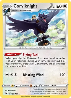 Corviknight, Darkness Ablaze, no. 156