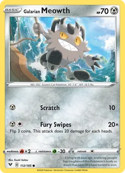 Galarian Meowth, Vivid Voltage, no. 112